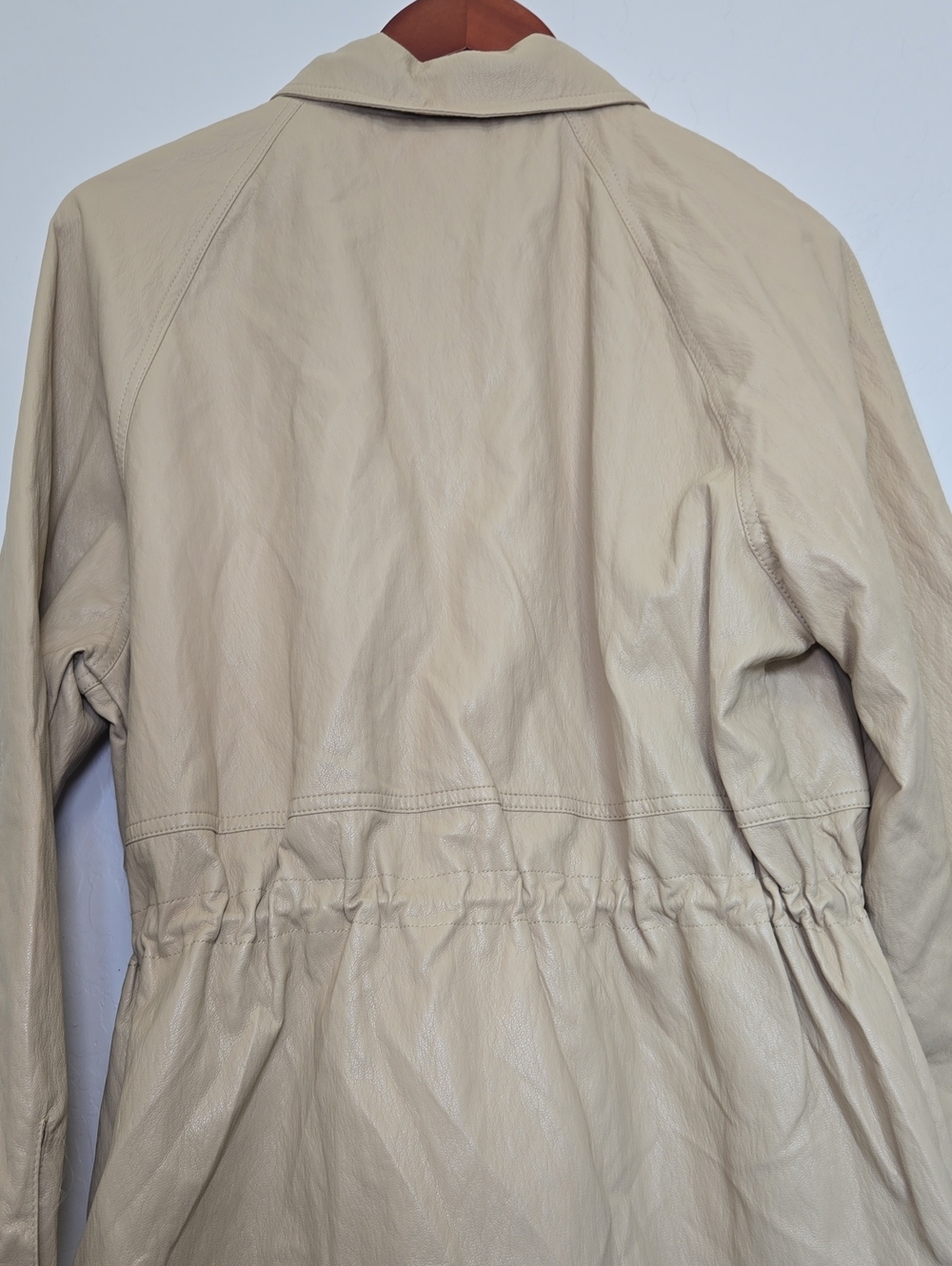 Avec Les Filles Funnel Neck Faux-Ever Leather Anorak Jacket Ochre Womens M NWT - Picture 9 of 16